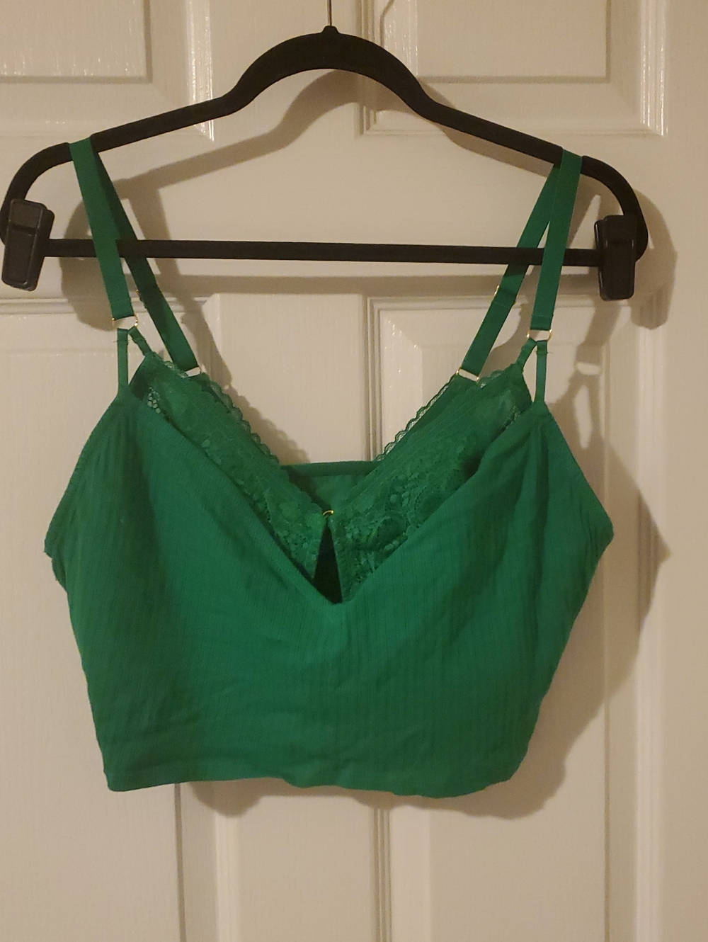 aerie Emerald Green Lace-Trim Bralette